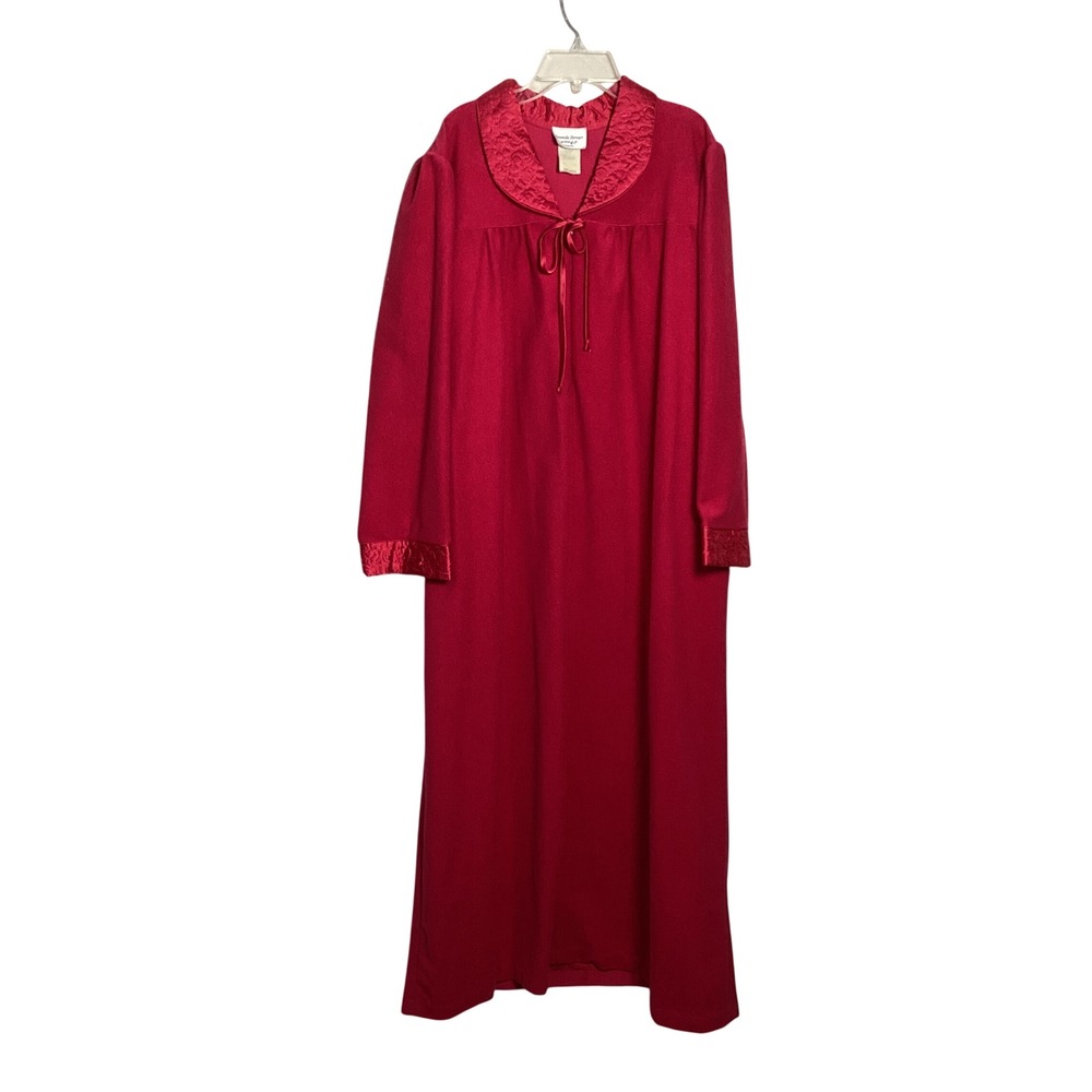 Amanda Stewart Womens Nightgown Size Large Vintage Long Sleeve Quilted Satin